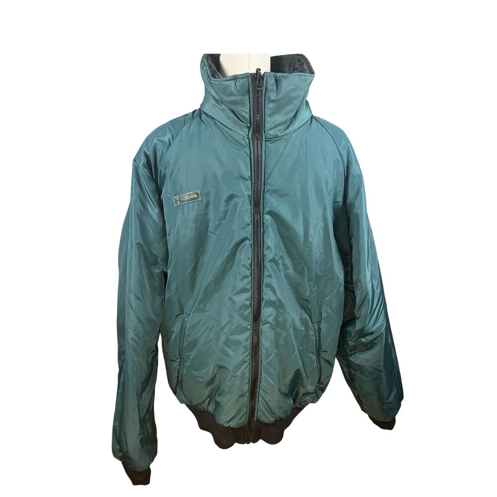 Vintage 90s Reversible Bomber Black & Green Jacket High Collar Mens Size XL